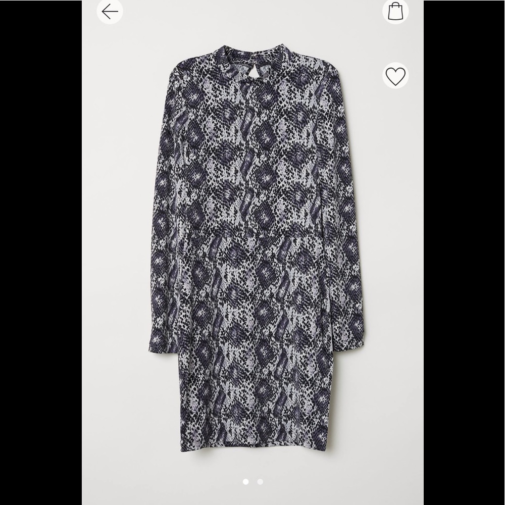 H&M Black/Snake-Skin Pattern Open back dress